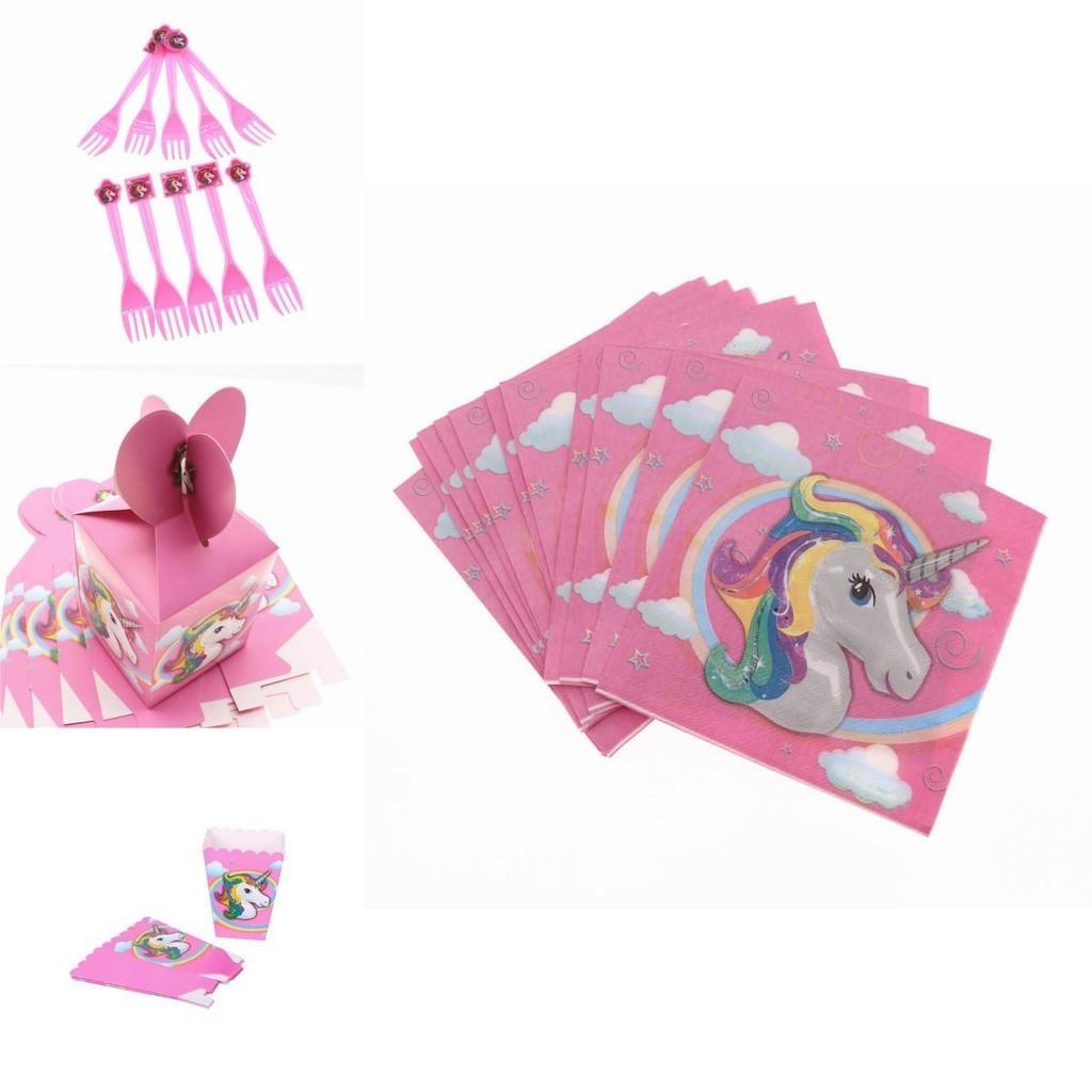 Adorable Unicorn Kids Birthday Party Supplies Including Vibrant Plates Cups And Decorative Tablecloth