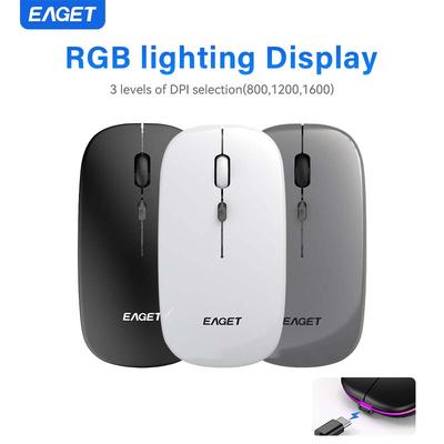 EAGET Přenosná tichá bezdrátová myš 2.4G LED světlo kompatibilní s notebookem a tabletem bezdrátová myš s duálním režimem 7 barev RGB