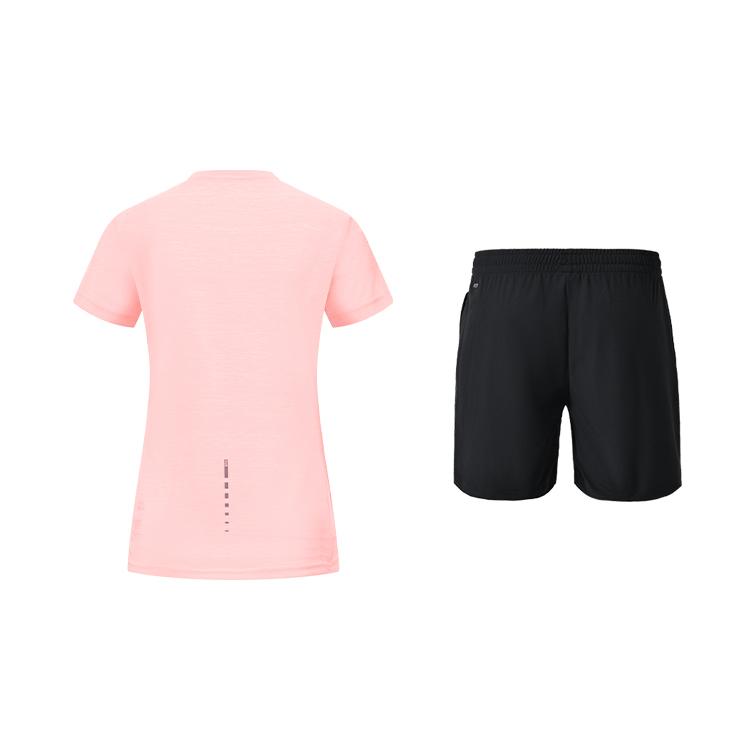 Li-Ning Solid Color Breathable Comfortable Round Neck Short Sleeve T-Shirt Running Sports Versatile Quick-Dry Shorts Casual Set ATST432-9+AKSUA22-1