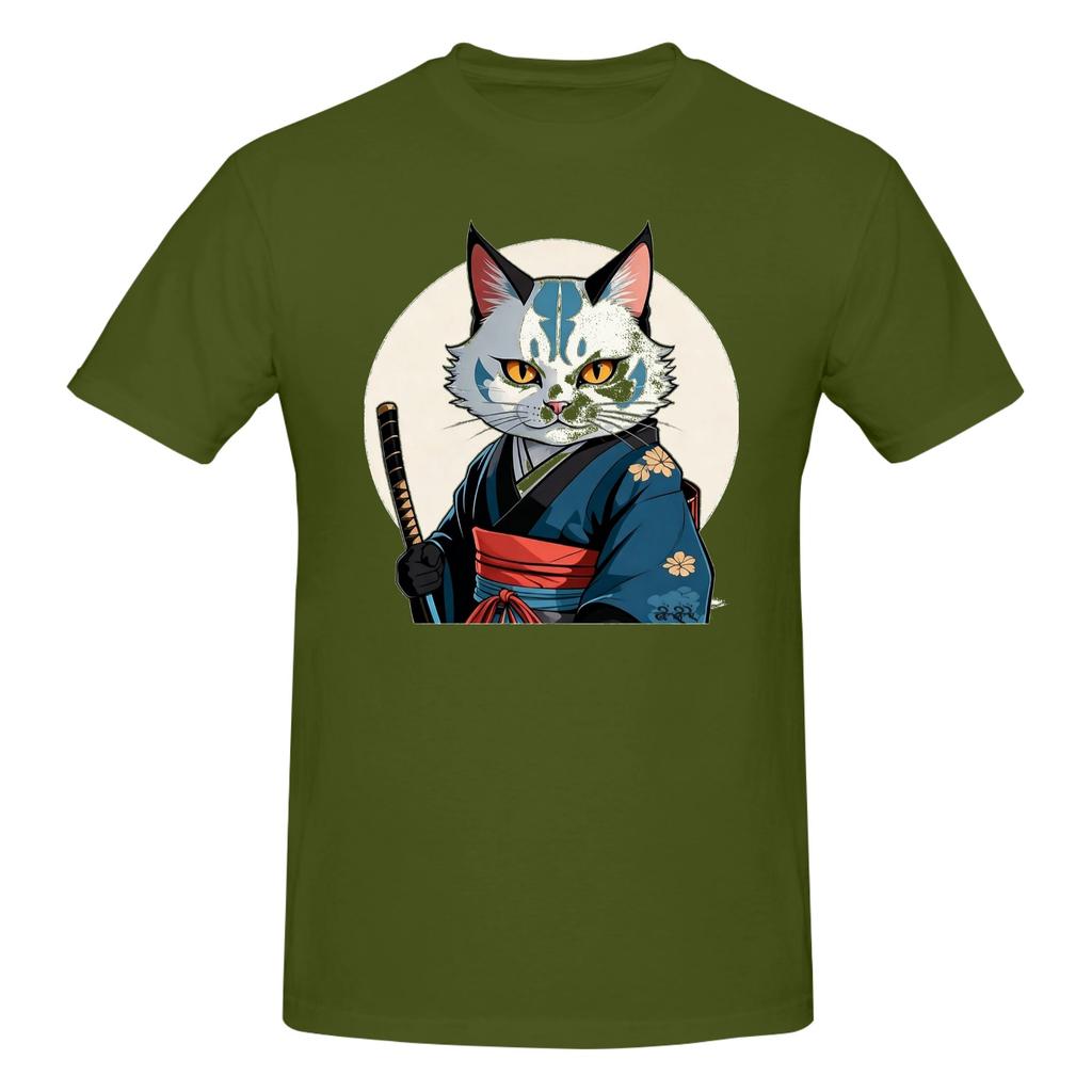 Piece Ninja Warrior Novelty  Cotton TShirt Samurai Cat Tees Tops For Unisex