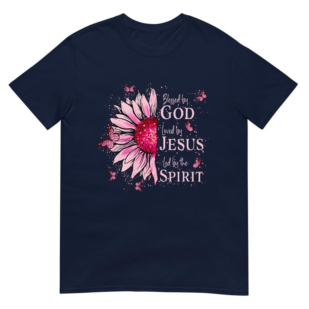 Blessed By God Loved By Jesus Pink Sunflower Tshirt S