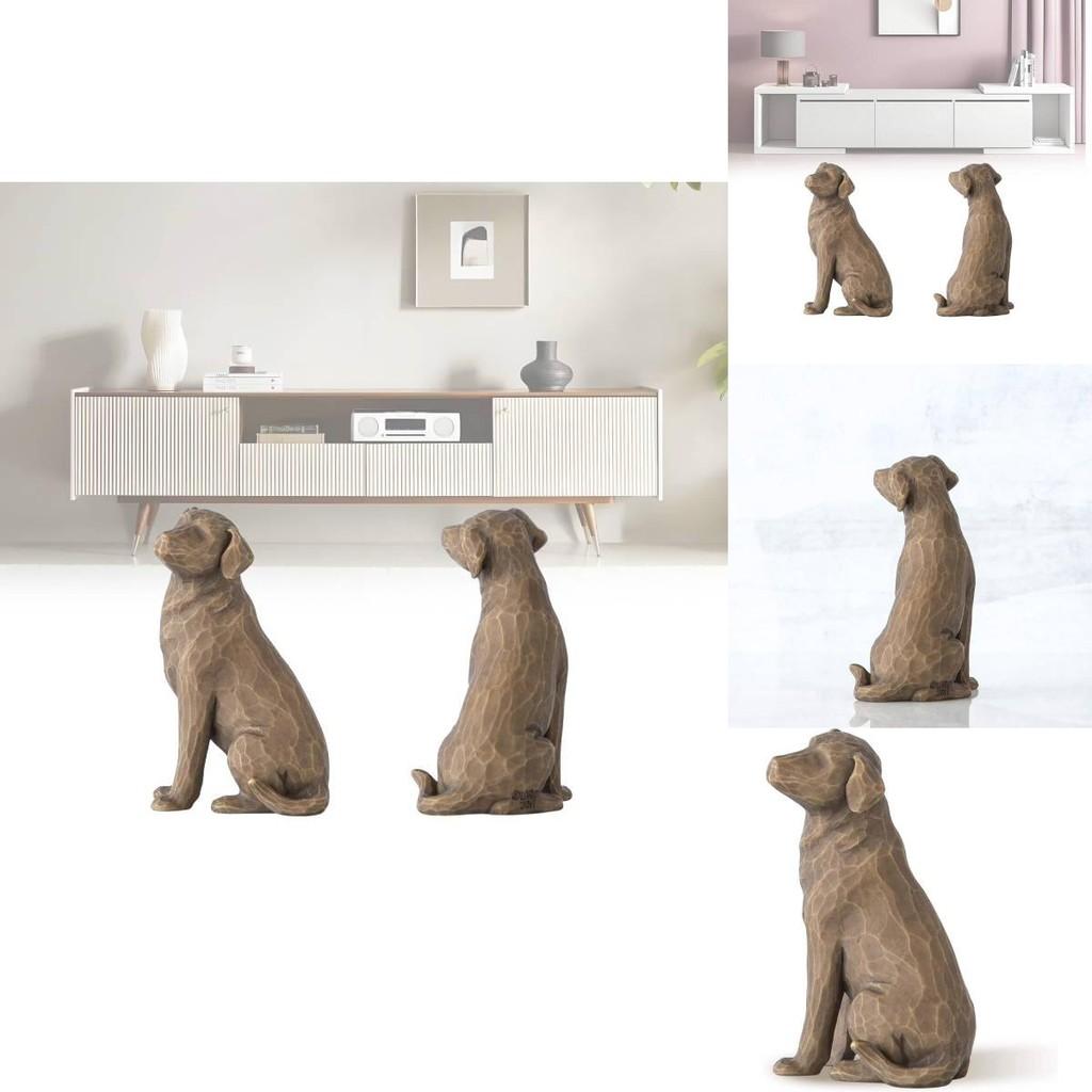 Urocza brązowa figurka psa z żywicy w stylu vintage, idealna do dekoracji domu i na prezent.