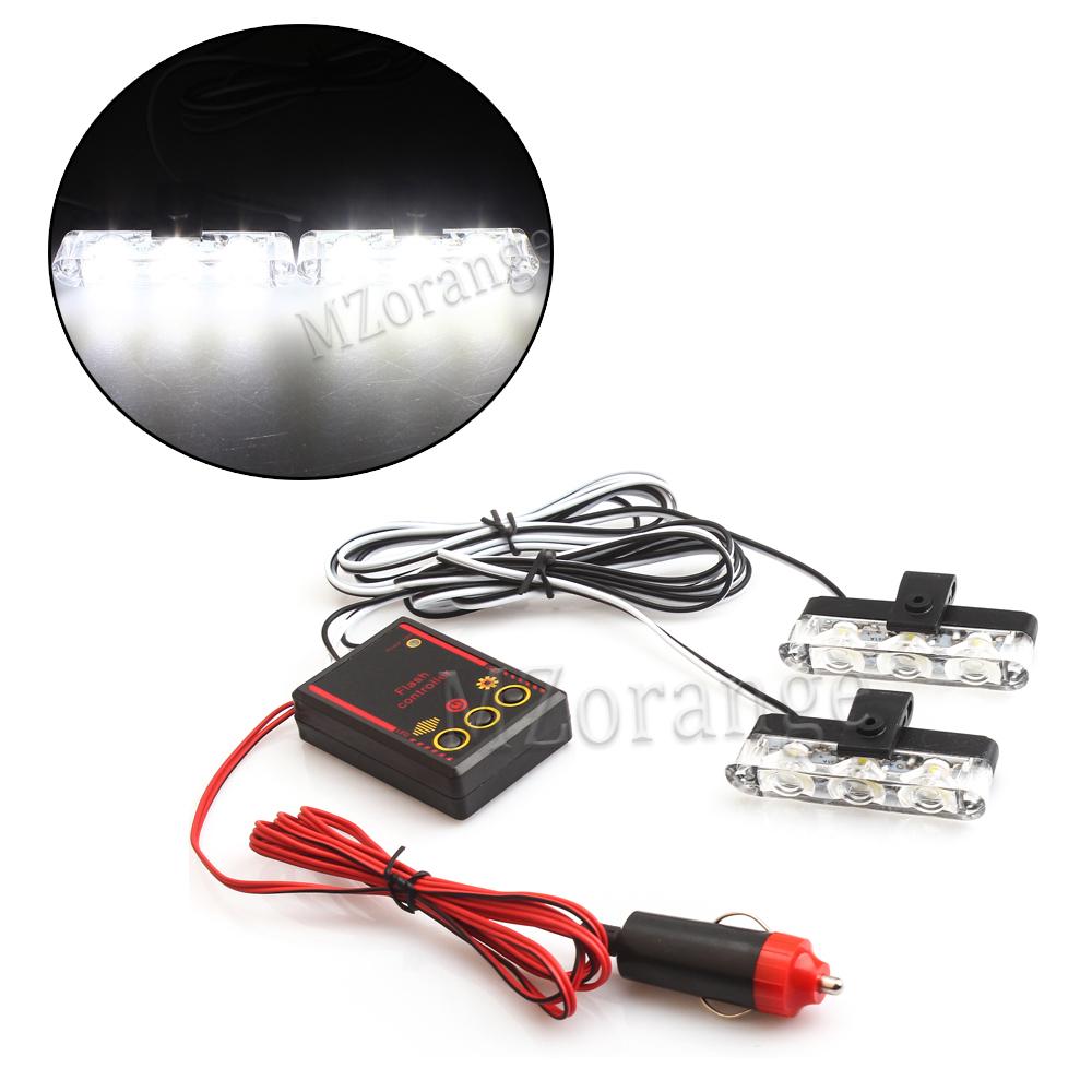 

3 светодиодных автомобильных передних решетчатых стробоскопа, полицейские огни, стробоскопы, аварийная сигнальная лампа 12 В 6 Вт, автомобильный мигающий свет, прикуриватель 2 в 1 белый