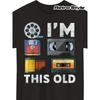 European Sizes Retro Vintage Media Technology T-Shirt - Nostalgic Cassette VHS Floppy Disk Print Short Sleeve Round Neck Tee