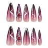 24 Pieces Europe and The United States Wear Long Nail Pointed Fake Nails Spice Girl Flash Diamond Dark Gradual Change Nail Patch
