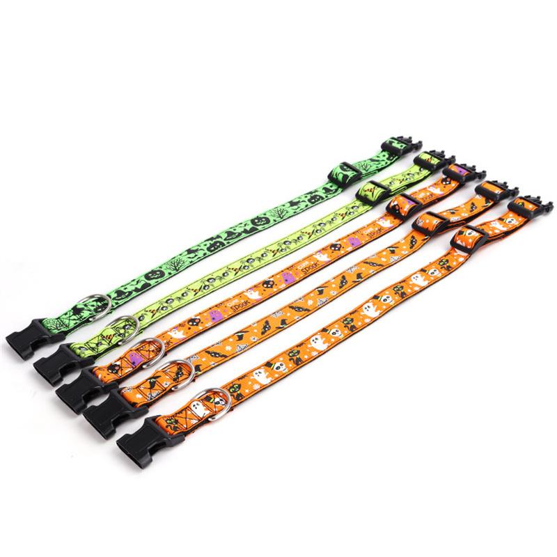 Halloween Dog Collar Nylon Adjustable Pet Collar Pumpkin Monster Bat Ghost Pattern for Party Cat Dog Decoration Pet Accessories