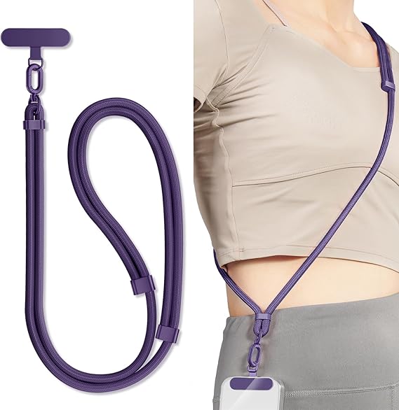 Cordón de Teléfono Ajustable Universal Correa de Collar Cruzada Funda de Teléfono Cuerda Larga para Colgar con Clip Antiperdida Duradero y Resistente