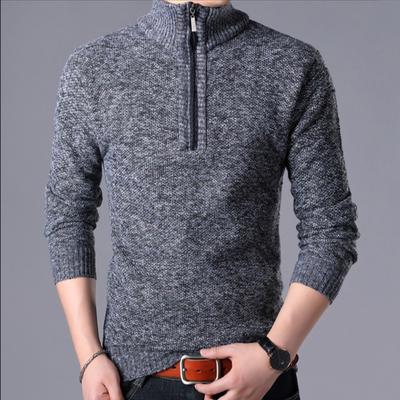 Autumn Winter Padded Thickened Men's Large Size Half Turtleneck Sweater Men's Zip Up Sweaters Casual Pullovers
