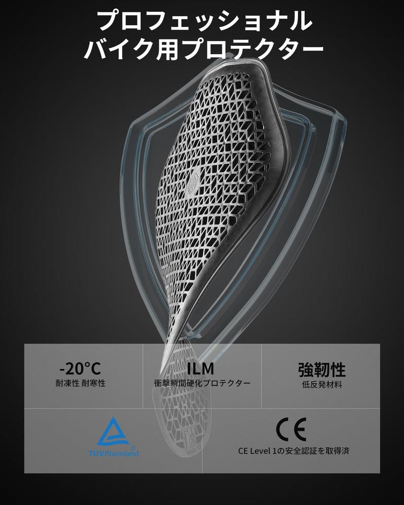 ILM Motorcycle and Back Protector Thin ESA Instant CE Knee, Shoulder, Elbow, Set, Material, Cure, Breathable, Certified, ESA-SET