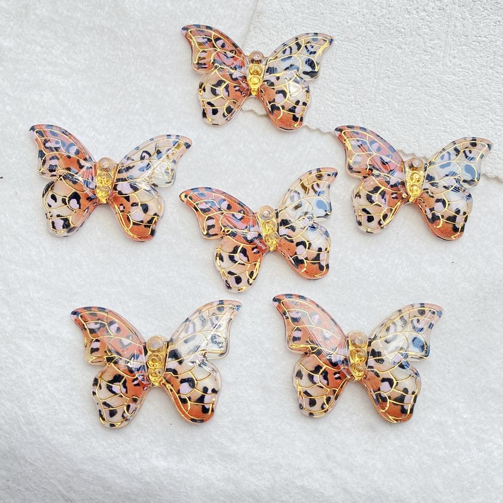 10Pcs Cute Colorful Shiny Butterfly with a Hole Flat Back Resin Scrapbooking DIY Jewelry Hairpin Craft Decoration Accessorie