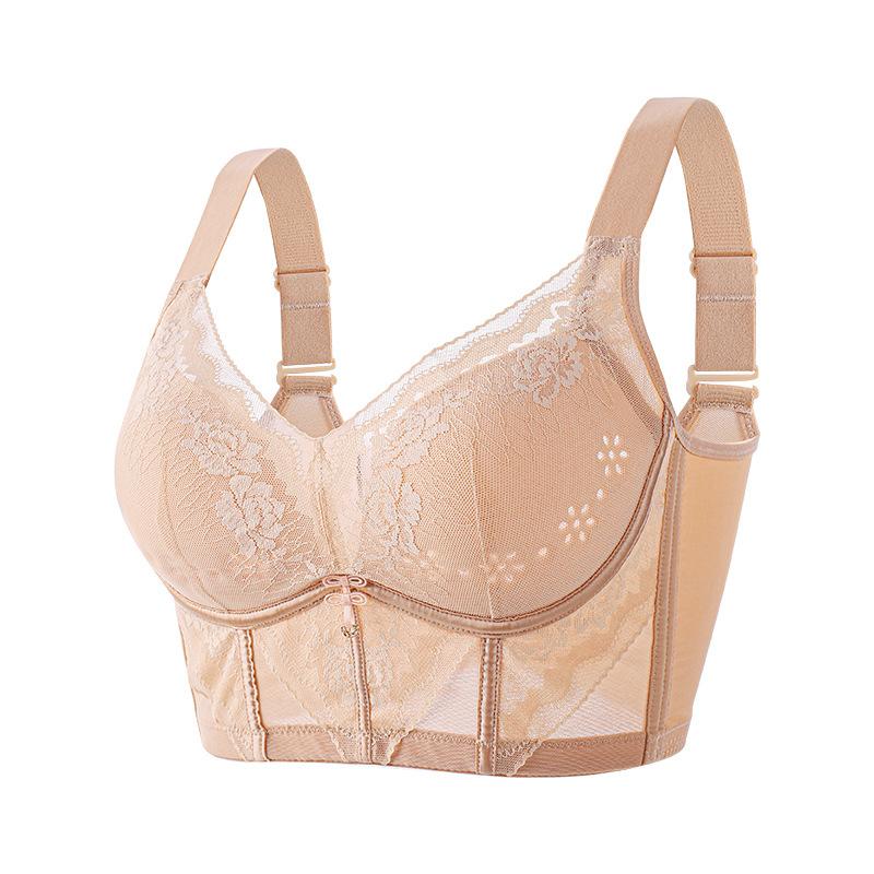 Adjustable Bra for Summer Thin Underwear with Gathered Upper Support To Prevent Sagging and Fishbone Design Without Steel Rings