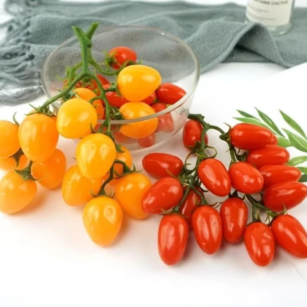 Lifelike Fake Small Tomato Soft Plastic Simulation Fruit Bunch Tomato Model Party Decoration