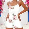 Women Plus Size Green Clover Tie Dye Printed Scoop Neck Strappy Tank Top Shorts Set
