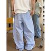 Blau gestreiftes Kind fühlt sich nach altem Geld an fauler Sommer Säbelhose Koreanische Eis seide Hose locker Herren Weite Beine locker Freizeit