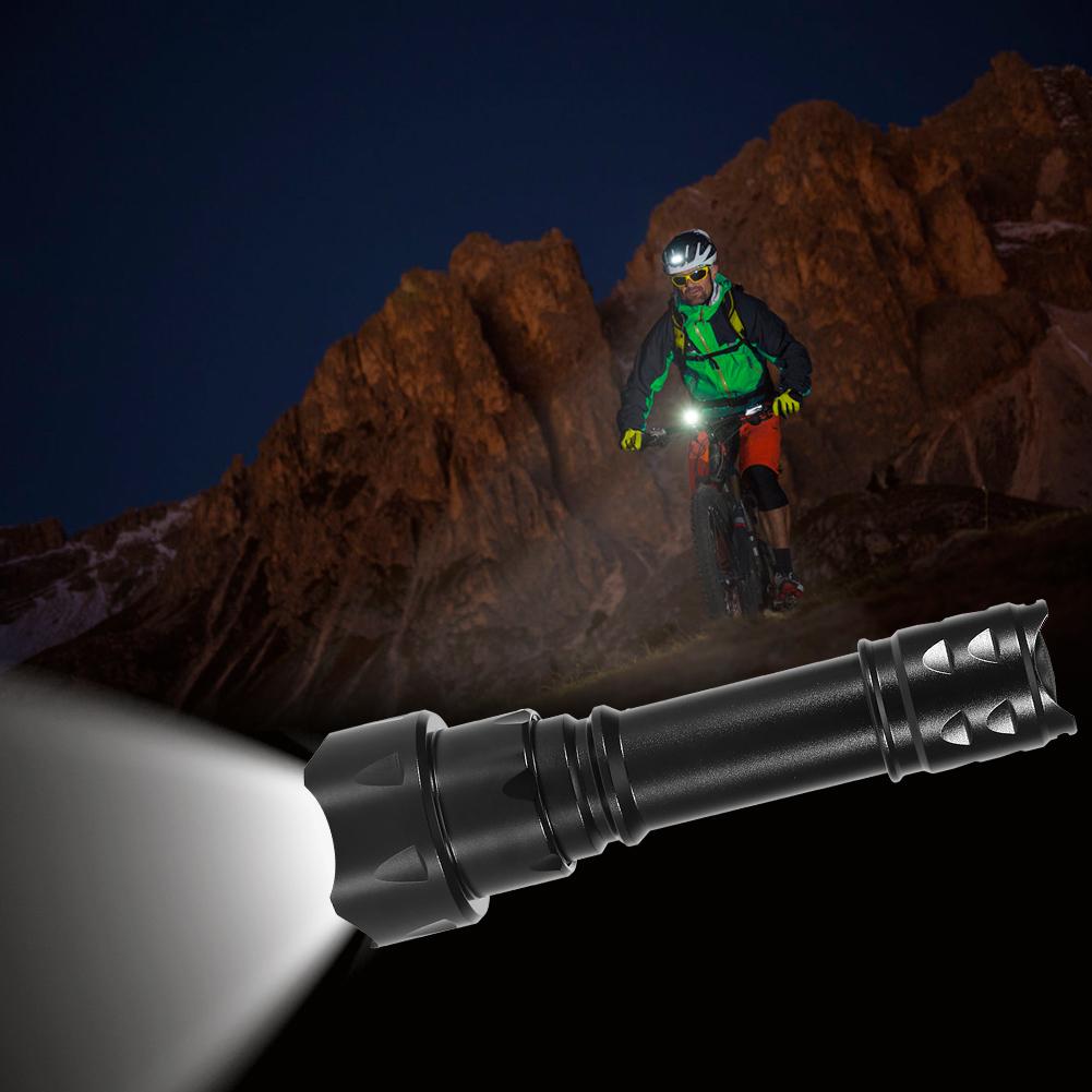 Outdoor XML T62 LED Flashlight Convex Lens Variable Focus Torch for Cycling Camping Emergency(black