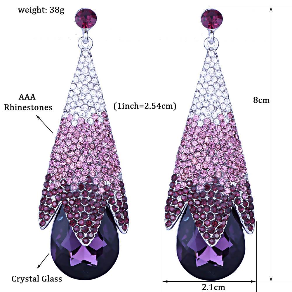 Jewelry Women Luxury Wedding Party Drop Earrings Inlay With Multicolor Rhinestones Big Water Drop Earrings Long