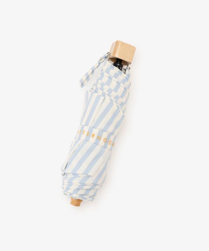 Afternoon Tea Living JL49 Dyed Stripe Folding Umbrella for Sun and Blue Parasol, Rain,