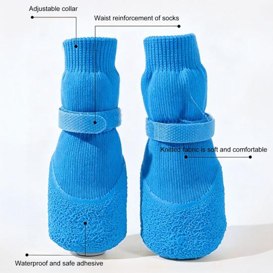 4 Pcs Dog Shoes for Small Dogs, Soft Anti-Slip Puppy Boots Paw Protectors for Hot Pavement, Hardwood Floors, Winter Snow Hiking