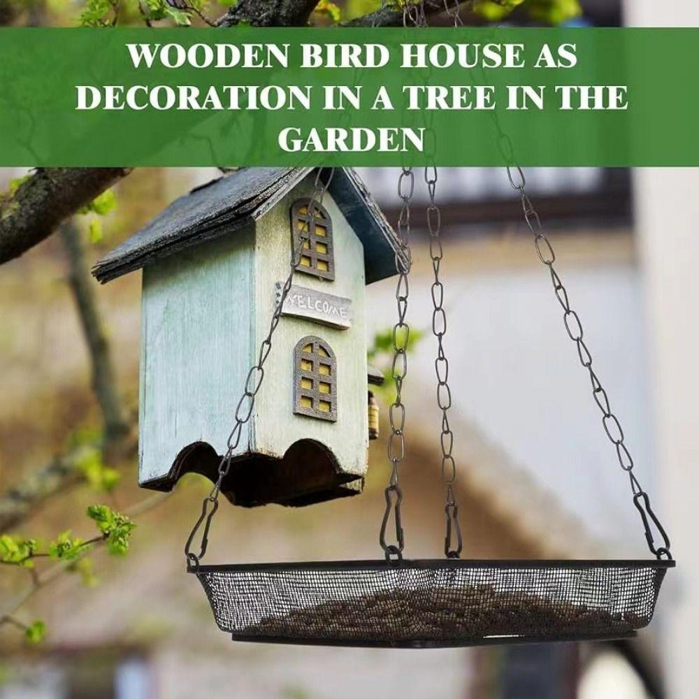 Large Capacity Bird Suspended Feeder Metal Mesh Bird Feeding Tray Hanging Bird Feeder  Balcony