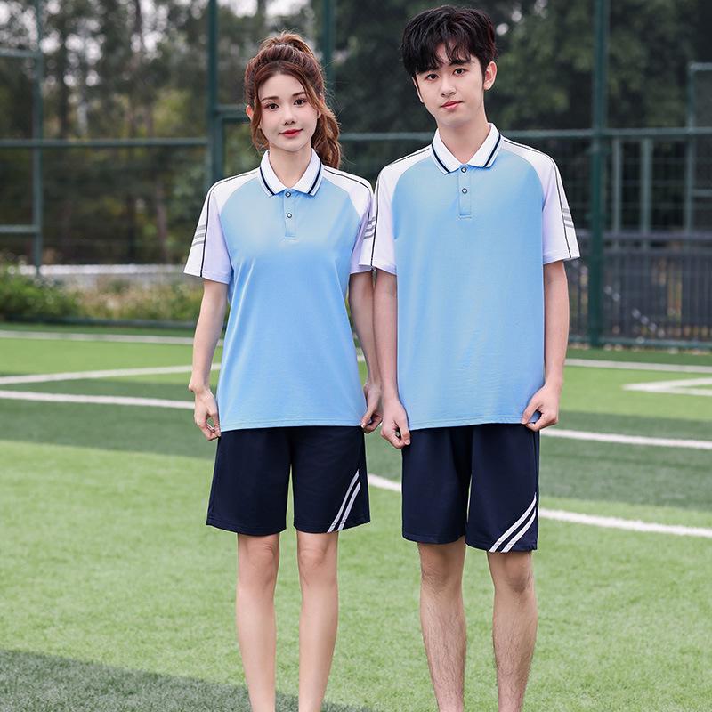 Summer Short-Sleeved Sports School Uniform Set for Students