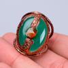 Ovaler grüner Chalcedon Edelstein Ewigkeit Elektrogeformter Boho Ring Schmuck Kupfer V-62