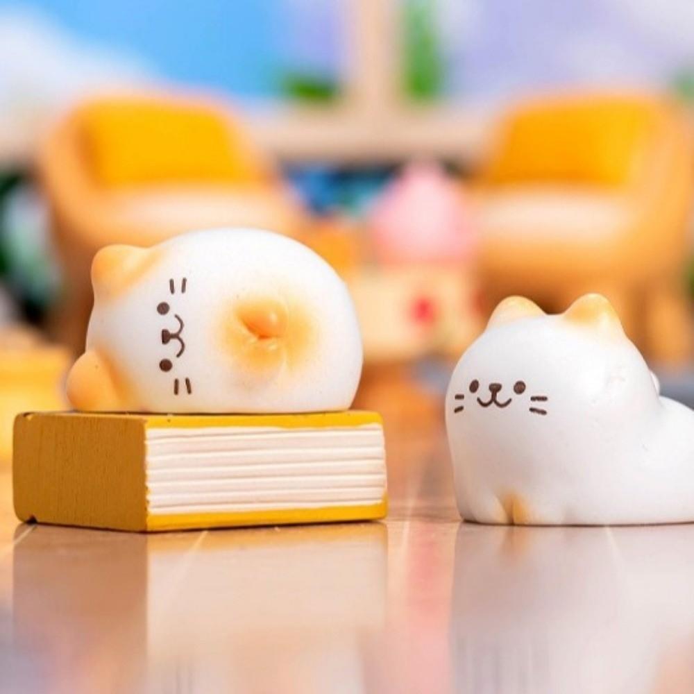 Wealth Cat Model Mini Resin Crafts Kawaii Animal Ornaments Cat Figurine  Desktop Decoration