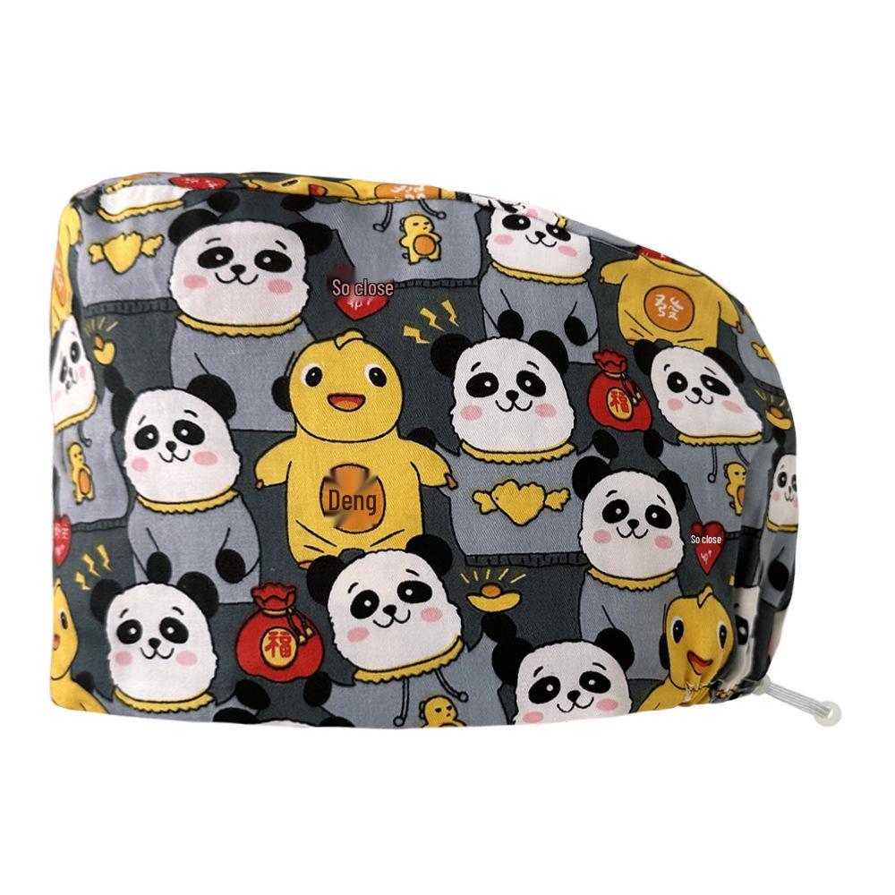 Floral Snap-Button Surgical Cap for Nurses and Doctors