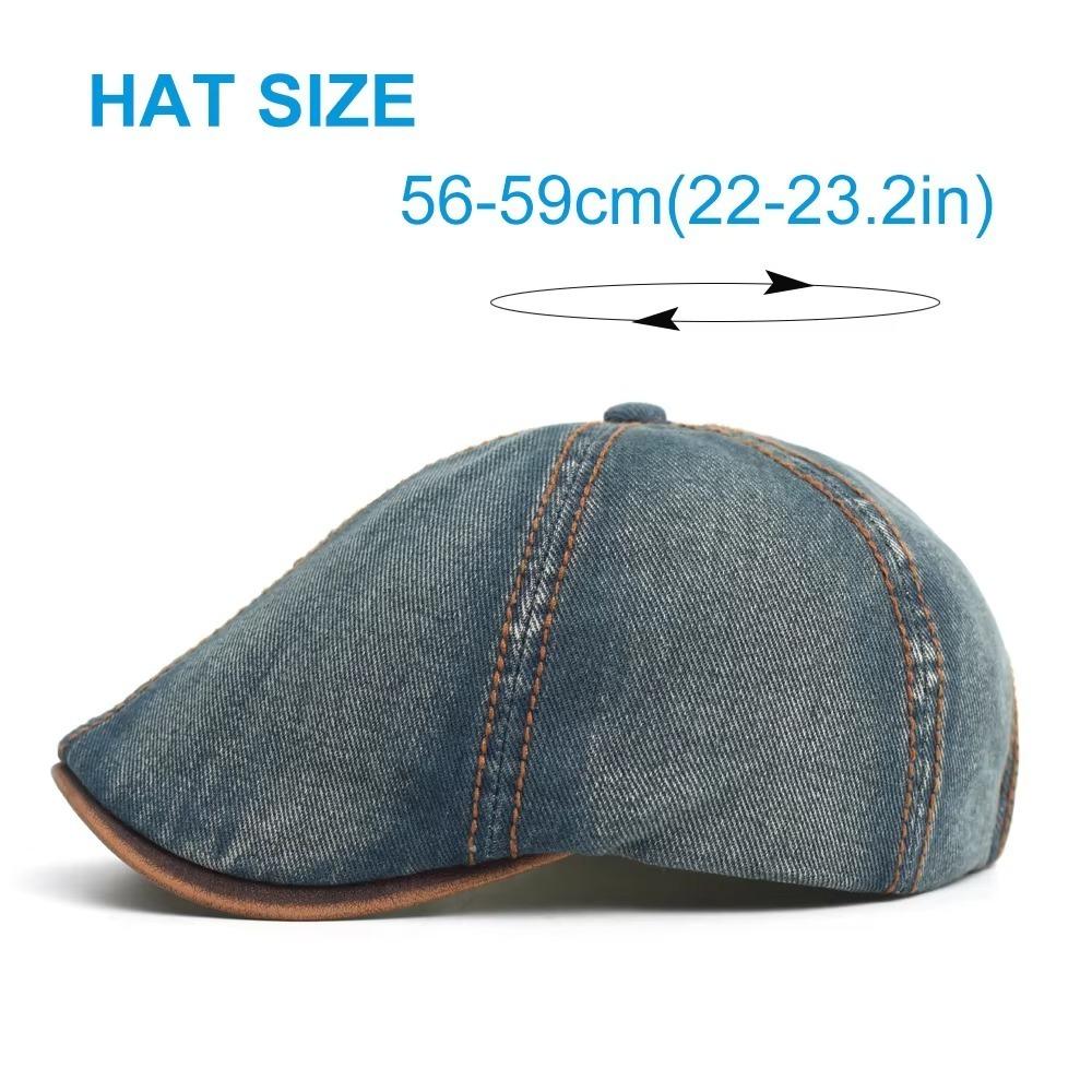 Fashion Washed Denim Beret Hat Short Brim Vintage Newsboy Cap Adjustable Peaked Cap Unisex