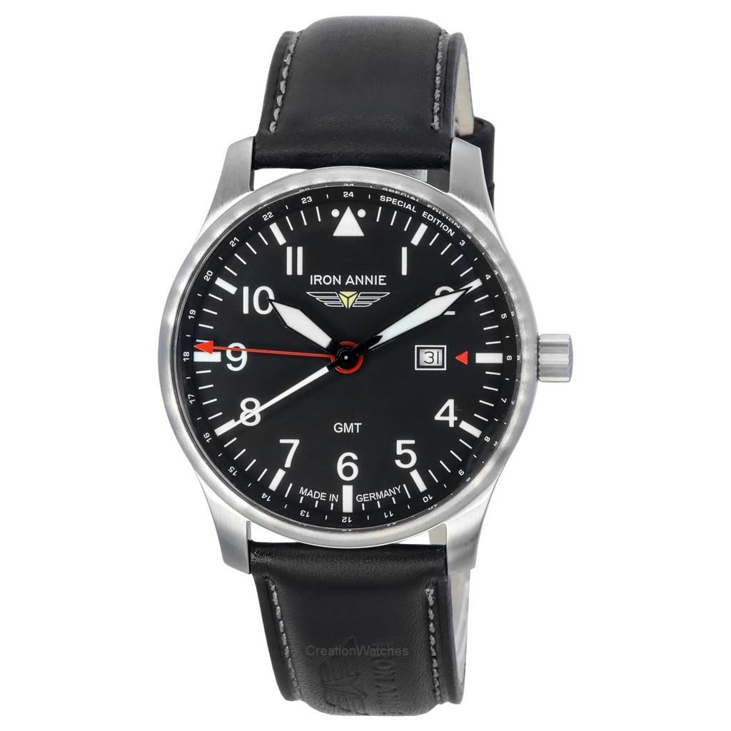 

Мужские часы Iron Annie F13 Tempelhof Special Edition GMT с кожаным ремешком и черным циферблатом 56442