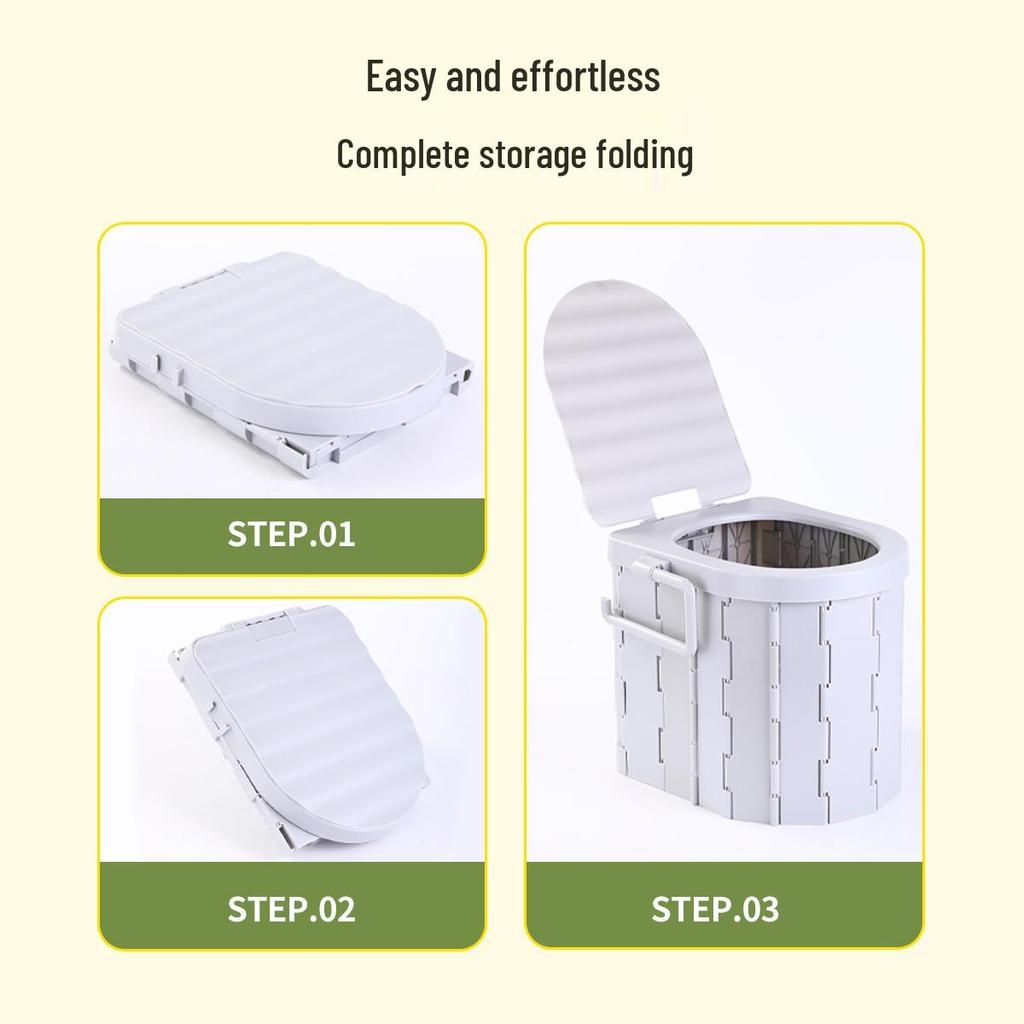 Portable Odor-Proof Folding Commode: Emergency Camping & Travel Car Toilet Solidifier