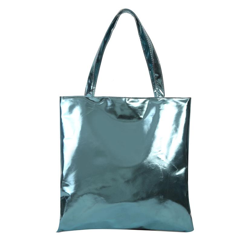 Women Glossy Tote Bag High Capacity PU Leather Fashion Lightweight Handbag for Travel Grocery Shopping Gift