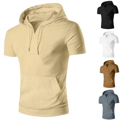 Summer T-Shirts Men's Fashion Short Sleeved T-shirt European American Hoodie Casual Solid Color Combination Top Men
