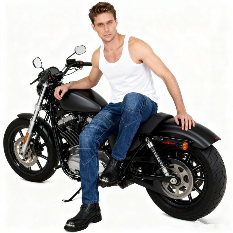 Mens Winter Motorcycle Riding Pants With Thermal Lining Windproof Stretch Denim Biker Casual Use