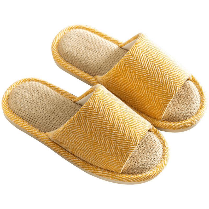 Linen Indoor Slippers For Couples With Nonslip Sole And Breathable Cotton Material Perfect For Home Use
