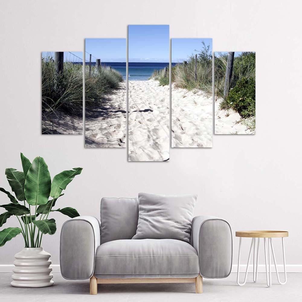 Feeby Five piece picture canvas print, Path through the dunes