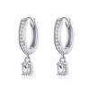WOSTU Hot Sale 100% 925 Sterling Silver Circle Dangle Clear Zircon Earrings For Women Korean Style Wedding Fine Jewelry CTE157