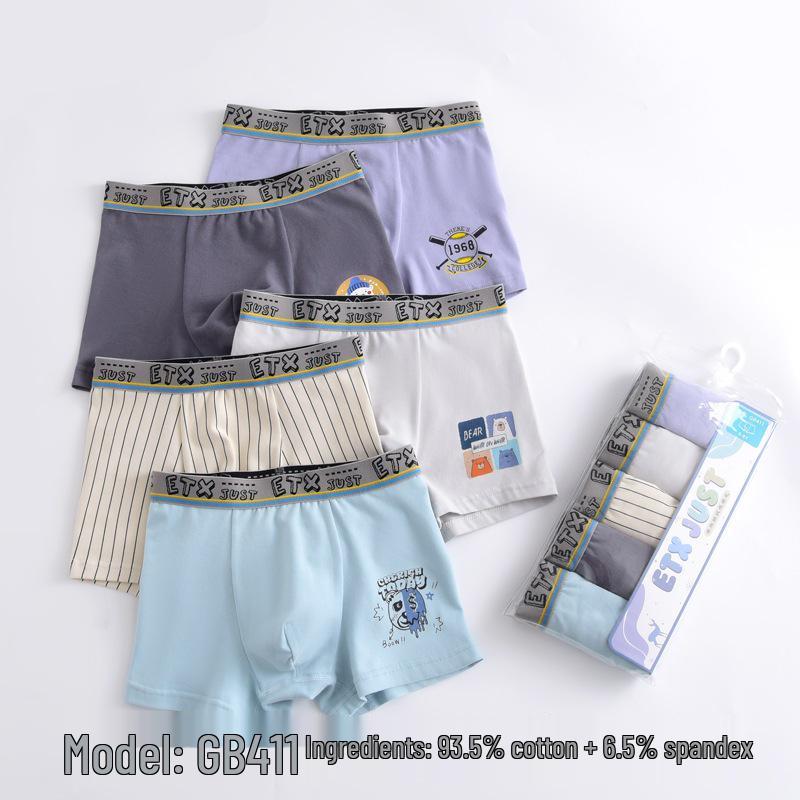 ETX Boys' Mid-Waist Boxer Briefs - Class A, Solid Color, Baby To Big Kids, Comfortable Four-Corner Shorts