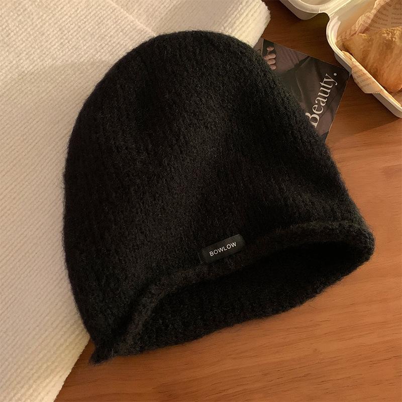 Pile hat women's autumn and winter crimping cold hat retro winter warm knitted hat