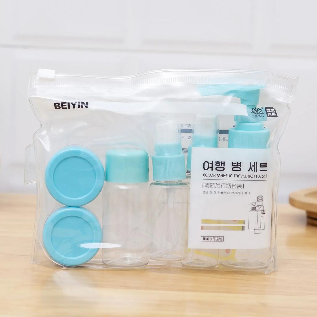 11pcs Travel Essentials Set Dispensing Bottles Pouch Lotion Organizer Storage Spray Plastic Mini Bag Squeeze Makeup Empty Liquid