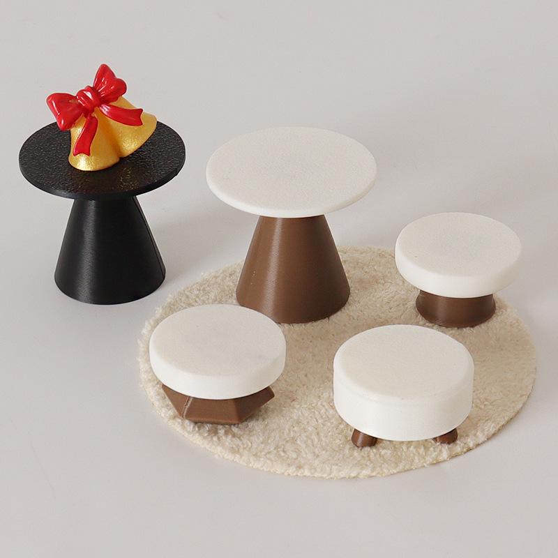 4Pcs Dollhouse Simulation Table Model Ornament Handmade Diy Stool Scene Home Decoration Mini Toys Doll House Accessories