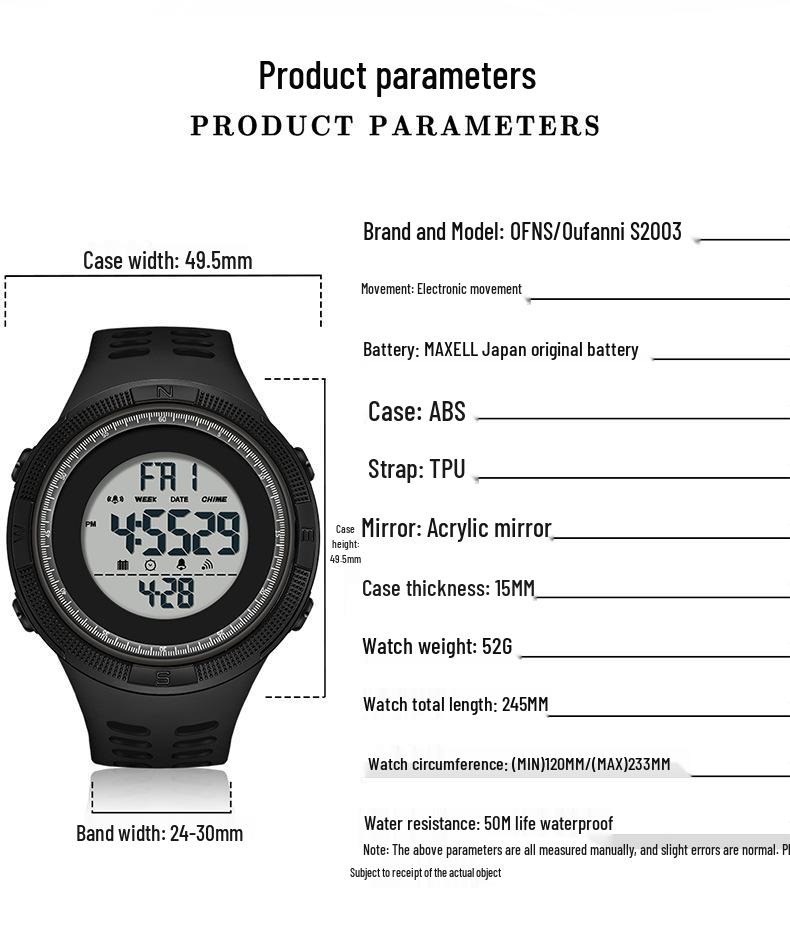 OFNS Popular Multifunctional Luminous Sports Watch for Students