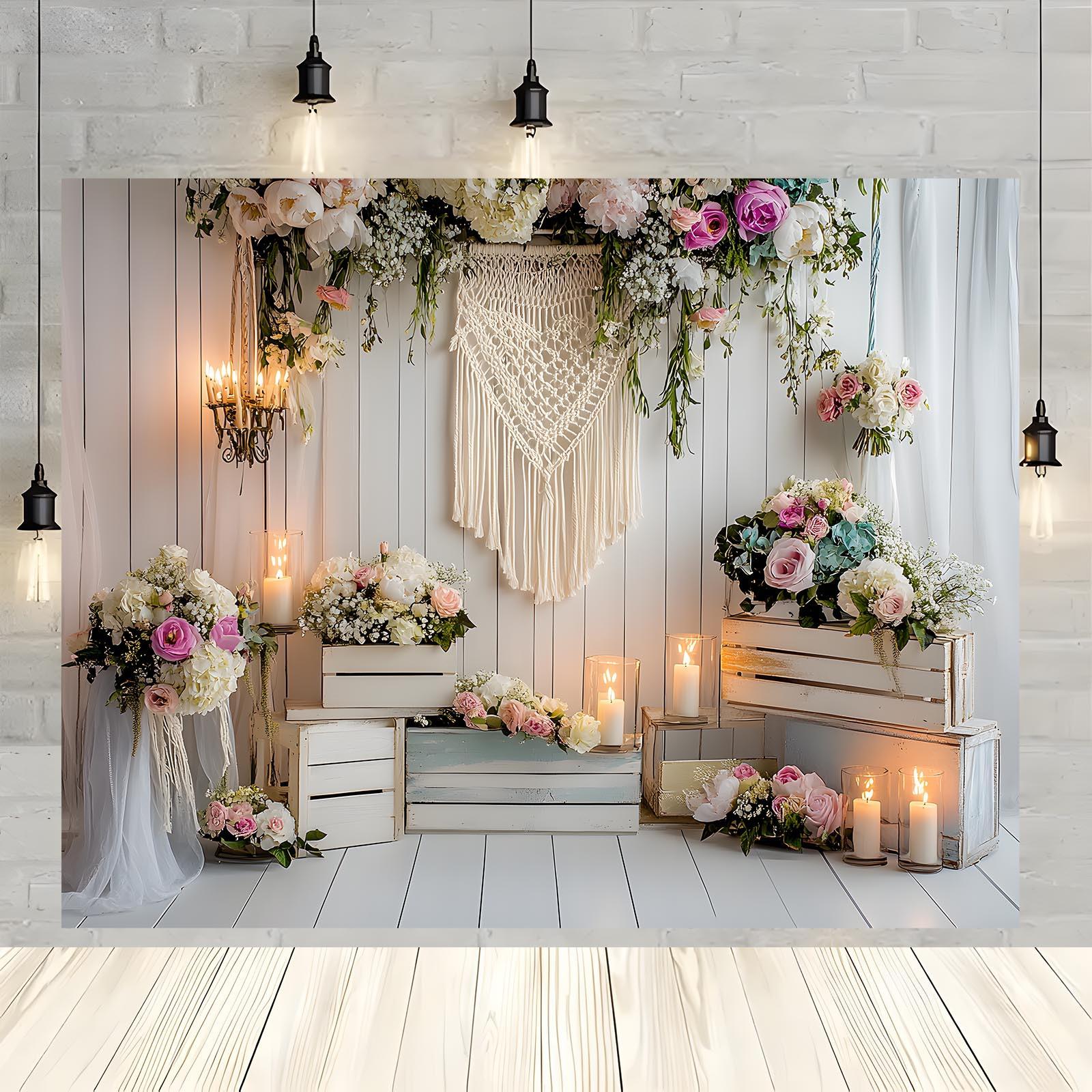 2D planar, 2D planar printed party banner 1 piece, colorful floral background for Valentine s Day 100x150cm