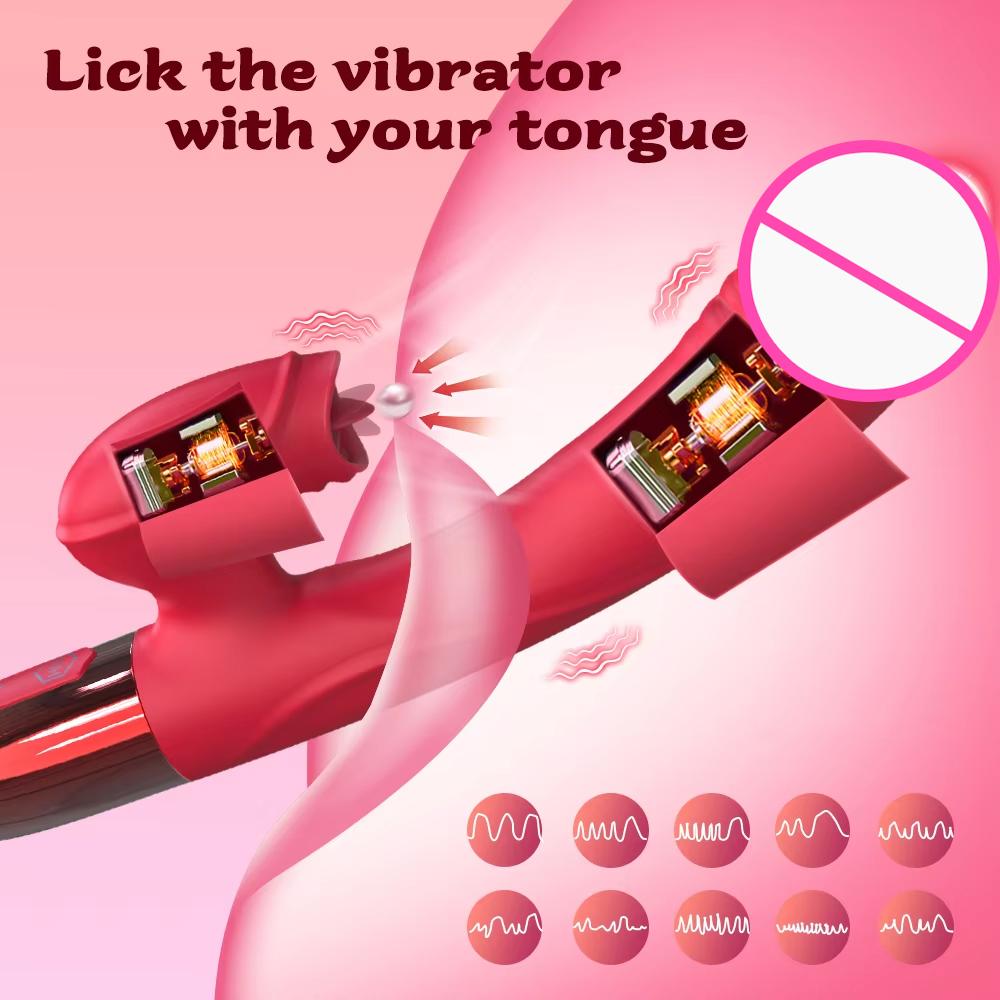Powerful Vibrator For Women G Spot Clitoris Vagina Tongue Licking Stimulator Heating Female Masturbator For Adult Sexy Toys 18+