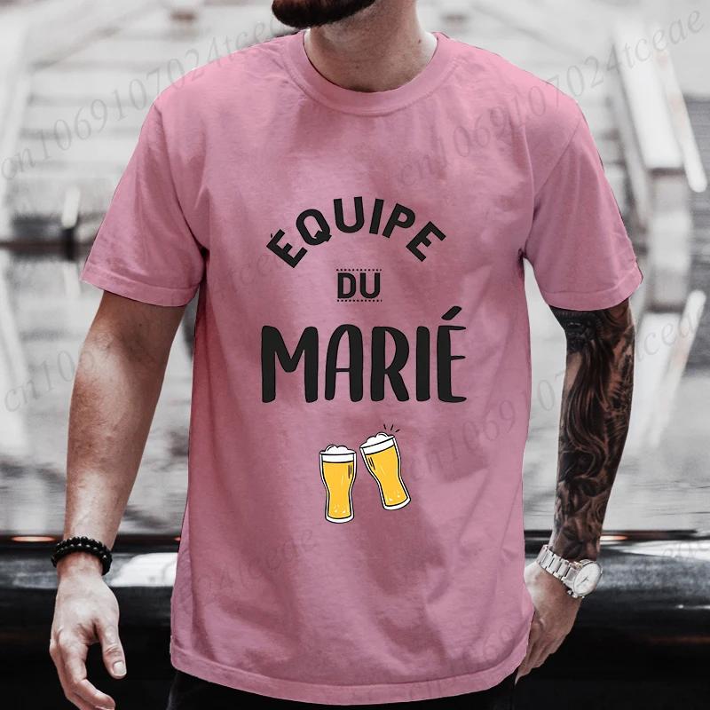 French Groom's Team T-shirt for Man Wedding Party Tees Boyfriend Single Bachelor Evg Party Tshirt Fashion Beer Graphic Y2k Tops