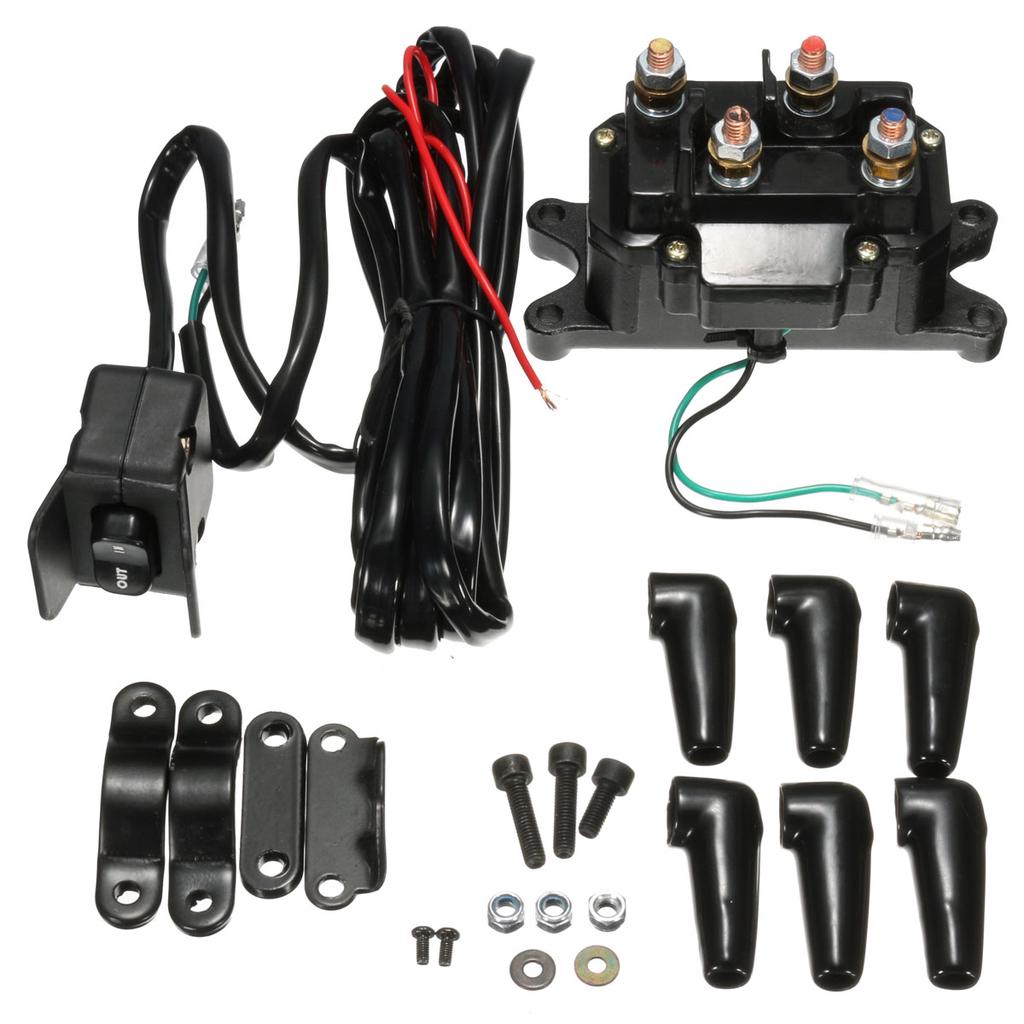12V Solenoid Relay Contactor Winch Rocker Switch Thumb /& 6 Connector Cap ATV UTV