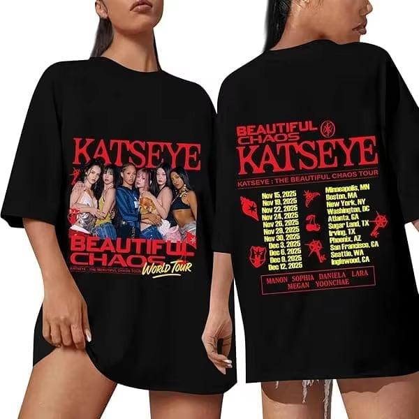 KATSEYE Kpop Girl Group Vintage S Bootleg Tshirt Members Graphic Print Unisex Casual Streetwear Fans Gift Short Sleeve Tee