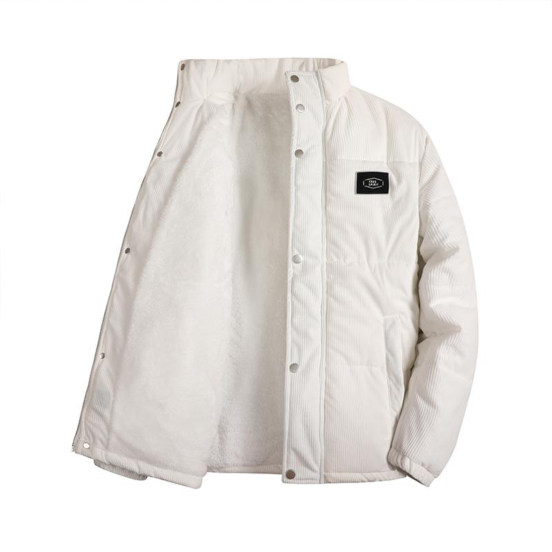 

Corduroy Jacket for Men In Autumn and Winter, Korean Version with Velvet on Top, Casual Lamb Wool Workwear Jacket, Men s and Women s Cotton Jacket M білий