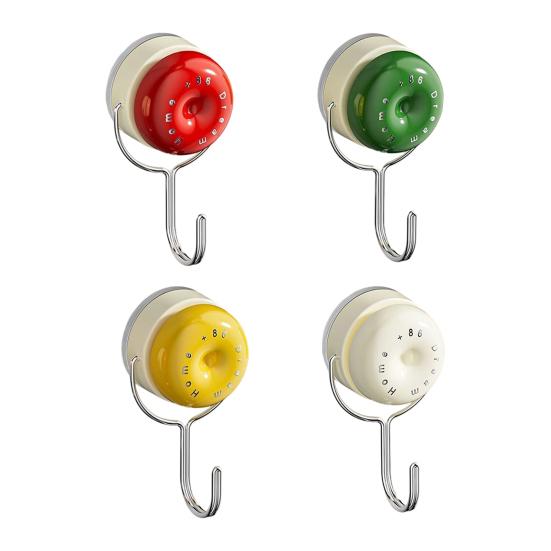 Suction Cup Wall Hook Reusable No Drill Hook with 180-degree Rotating Hook Design for Bathroom