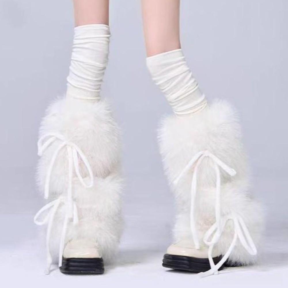 Harajuku Style Faux Fur Furry Leg Warmers Japanese Style 25/40/50cm Lolita Boots Cover Sweet Soft Long Tube Sock Spicy Girls