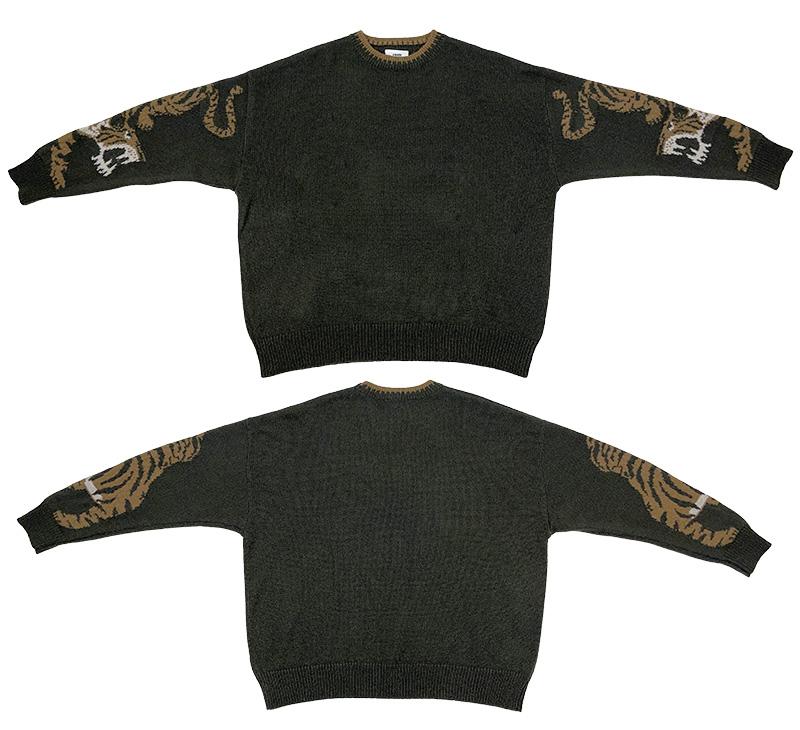 A MADE Wool Mohair Intarsia Oversized Knit (Khaki Brown)
